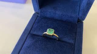 Stylish Square Emerald Ring in 18K Yellow Gold - Style # 2975 - PIERRE