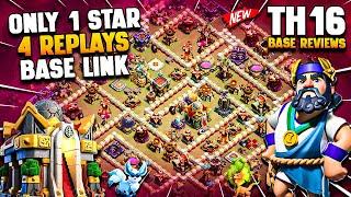 ONLY 1 STAR TH16 Base Link + 4 Replays | Unbeatable TH16 War Base & Legend Base (Best Town Hall 16)