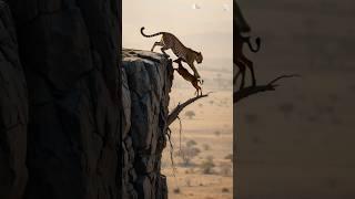  Leopard Stalks From Cliff Goat Stuck on One Last Branch ️ 절벽에서 표범의 스토킹 #shorts #goat #leopard