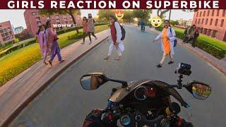 agha khan University girls reaction  || motovlog || #reaction #superbike