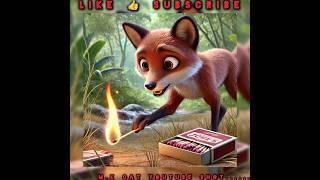 Fox accidentally burn jungle #shorts #animals  #cat #trending #cartoon #viral #cartoon