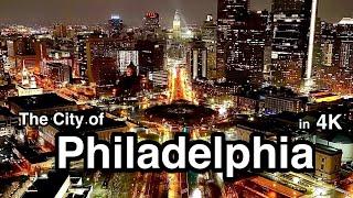 Philadelphia Skyline at Night Screensaver | City Drone Footage 4K