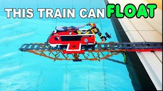 This Lego train is floating swimming in WATER