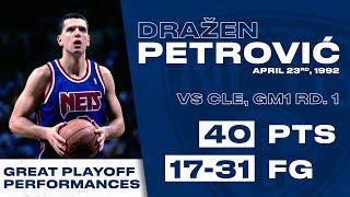  DRAŽEN PETROVIĆ | GREAT PLAYOFF PERFORMANCES - 40 point explosion  v CLE on 23rd April, 1992