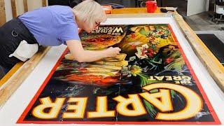 Relining a "Carter the Great" 3 Sheet Magic Poster - Poster Conservation