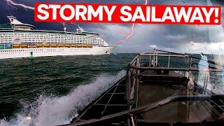 Mega Cruise Ships Depart Port Canaveral During A Storm! (Pilot Boat View)