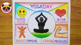 Yoga Day Drawing / International Yoga Day Drawing / Yoga Day Poster Drawing / Yoga Day Drawing Easy