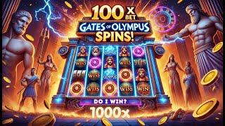 100 MAX BET SPINS ON GATES OF OLYMPUS 1000! #slots #onlineslots #bigwins