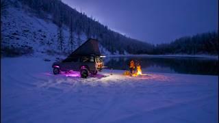 20ºF Cold Truck Camping Next to a Montana Lake