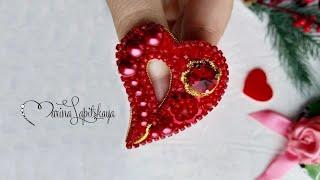 ️ How to make a beaded brooch "Heart" (master class)