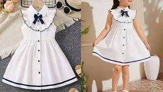 Very Easy Baby Frock Cutting and stitching with Frill and Contrast  Baby Frock