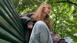 girl smoking on bench and crush her cigarette