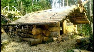 Off Grid Log Cabin Built by One Man: Laying Extra-Thick Logs Solo