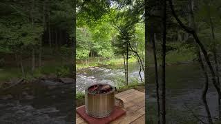 Warm memories on a cold day #asmr #campingasmr #cracklingfire #riversounds #relax #outdoors #nature