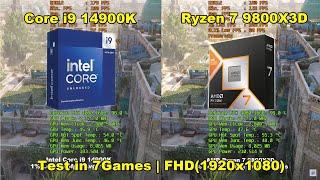 Intel Core i9 14900K vs AMD Ryzen 7 9800X3D + RTX 4080 | Test in 7 Games | FHD(1920x1080)