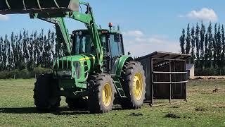 Skidding CALF SHELTER to new Pasture for BABIES #cow #baby #farming #bull #heifer