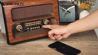 Best Parent Gift- PRUNUS J-199 Retro Radio Portable AM FM SW Vintage Radios with Bluetooth Speaker