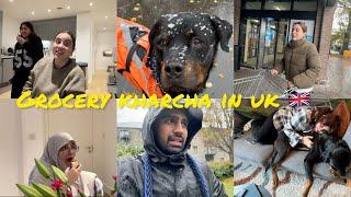 GROCERY KHARCHA IN UK  | ANYA MADE STEAKS  | SNOW IN CARDIFF | VLOG 470