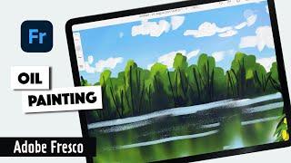 Beginner Adobe Fresco Tutorial | Oil Painting Landscape