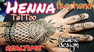 HENNA TATTOO TUTORIALS STEP BY STEP ARABIC DESIGN | FREEHAND REALTIME TEMPORARY TATTOO