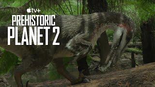 Austroraptor fishing in wetlands - [Prehistoric Planet] season 2