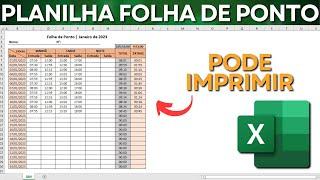 Planilha de Folha de Ponto no Excel | Baixar Grátis | Como Somar Horas Extras Trabalhadas