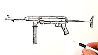 Как нарисовать пистолет-пулемёт МП 40
