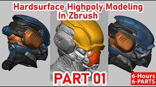 Hardsurface helmet Highpoly modeling in Zbrush Part_01