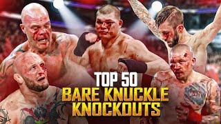 Top 50 Most Brutal Bare Knuckle Knockouts Ever | Top Dog, BKFC, Bare Knuckle Boxing