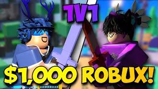 I 1v1'd TheQwokllz for $1,000 ROBUX... (Roblox Bedwars)