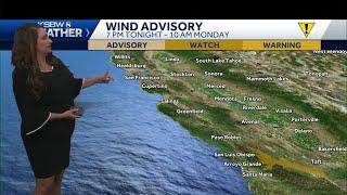 Rain this afternoon with a coastal Wind Advisory