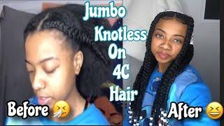 Doing Jumbo Knotless On Myself *FIRST TIME* (Beginner Friendly) | Vibequeeen !