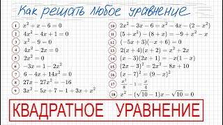 Как решать квадратные уравнения Решите уравнение 8 класс 9 класс Дискриминант Теорема Виета Формулы