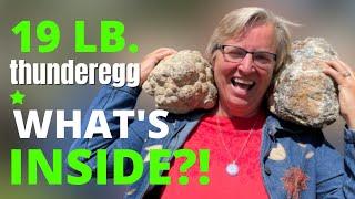 19 LB THUNDEREGG - What's Inside? Slabbing GIANT Thundereggs