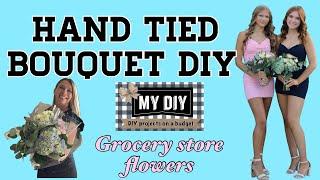 How to make a hand tied bouquet using grocery store flowers | SIMPLE TUTORIAL!