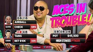 Nik Airball Flops FLUSH Against Pocket Aces on High Stakes Poker!