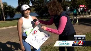 WESH's Sanika Dange stops mid-race to talk running after having kids