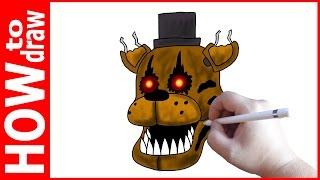 How to draw Nightmare Freddy, FNAF, Как нарисовать Кошмарного Фредди