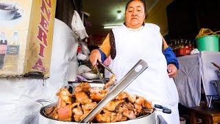 Extreme STREET FOOD Tour in Cusco, Peru - CORN BEER PORK CHOP + Crazy Spicy Chilies Tour!