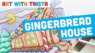 Gingerbread House 2 Point Perspective Drawing Art Tutorial - Art With Trista