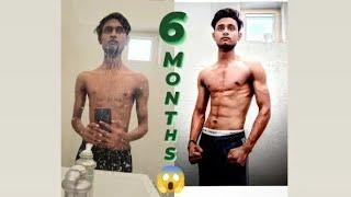  6 Months Natural Body  Transformations Journey From Skinny To Fit// Home And Gym Workout 