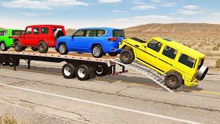 Flatbed Truck Mcqueen  | Transportation with Truck - Pothole vs Car #243 - BeamNG.Drive