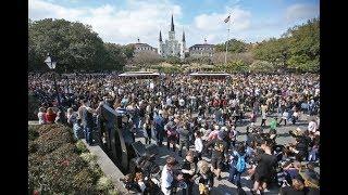 Saints fans protest the Super Bowl with massive parade