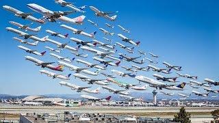 Los Angeles International Airport. Взлёты и посадки самолётов.