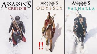 Snow Physics and Details in Assassin's Creed Games (AC 3 → Valhalla)