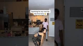 Mom twerks for dad for the first time to see his reaction ️ #shorts