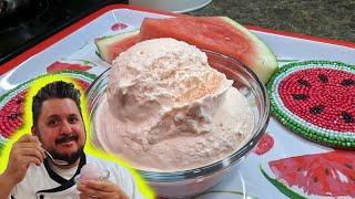 This is how I make watermelon ice cream using an electric ice cream machine.