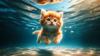 Cat is Leaning to Swim #cat