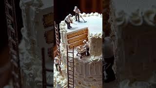 Mini Workers Building a Cake! | AI Generated Satisfying Video ️ #Aiconic #Shorts