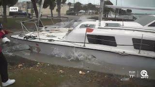 Boats damaged at docks at Jensen Beach Causeway